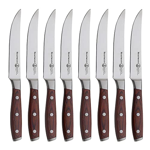 Messermeister Avanta 5” Fine Edge Steak Knife Set - Pack of 2 - German X50 Stainless Steel - Rust Resistant & Easy to Maintain - 8 Steak Knives Total