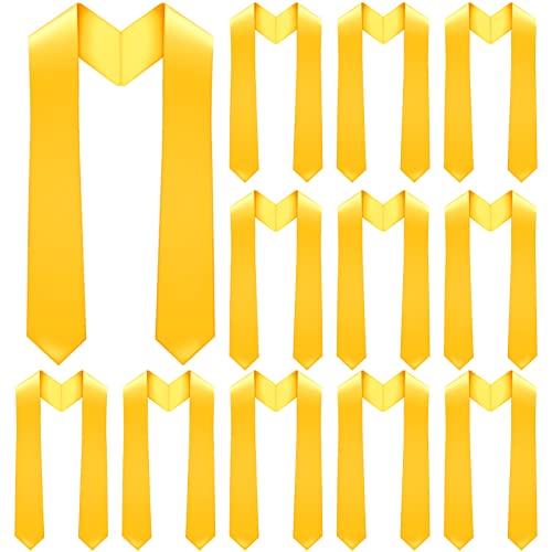 Geyoga 12 Pieces Unisex Graduation Stole Bulk Sublimation Blank Grad Sash Plain Graduate Honor Stole, 70 Inches(Yellow)