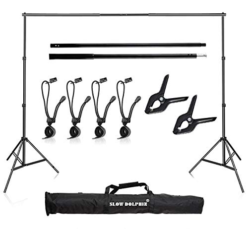 SLOW DOLPHIN Photo Video Studio 10x7ft(WxH) Adjustable Backdrop Support System Kit Background Stand with Carry Bag