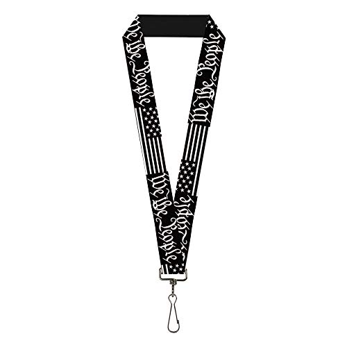 Buckle-Down Lanyard Americana Flag We the People Black White