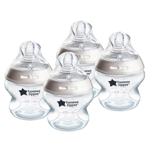 Tommee Tippee Baby Bottles, Natural Start Anti-Colic Baby Bottle with Slow Flow Breast-Like Nipple, 5oz, 0-3 months, Self-Sterilizing, Baby Feeding Essentials, Pack of 4
