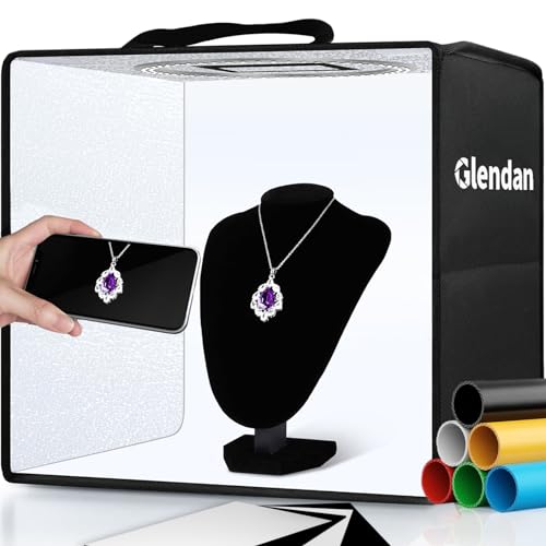 Glendan Portable Photo Studio Light Box,12'x12' Professional Dimmable Shooting Tent Kit with 112 LED Lights & 6 Backdrops for Jewelry and Small Items Product Photography