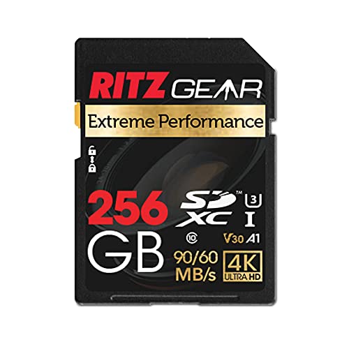 Ritz Gear 256GB High-Speed SDXC UHS-I SD Card, C10, U3, V30, Full-HD & 4K Memory Card