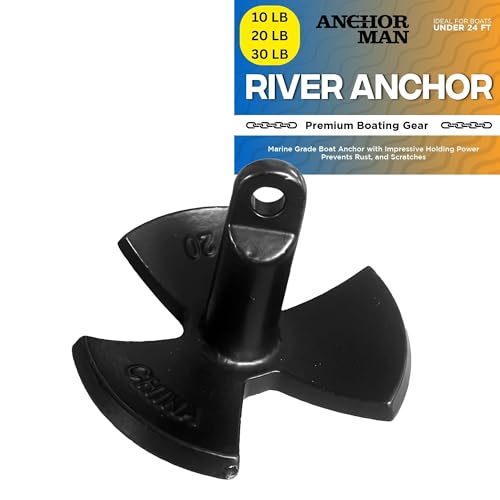 Anchor-Man 10lb River Anchor, Black Vinyl Coated Mushroom Anchor for Boats - Marine Grade Boat Anchor with Impressive Holding Power - Prevents Rust, and Scratches - Ideal for Upto 12 Foot Boat -10lb