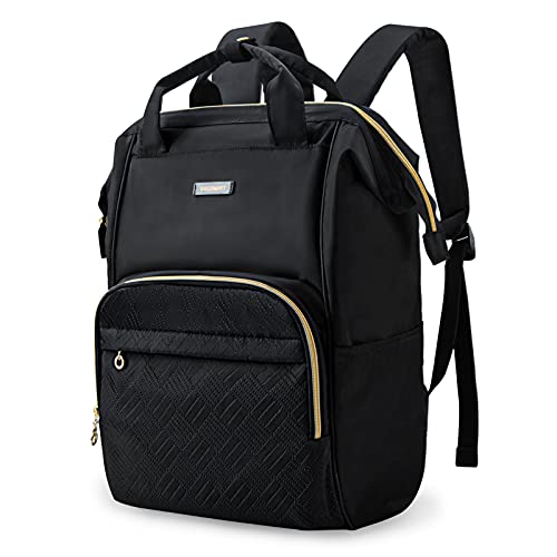 BAGSMART Laptop Backpack Purse for Women, 15.6 Inch Travel Laptop Backpacks, Black Teacher Backpack for College Work Business Trip (Black)