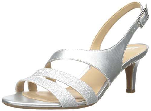 Naturalizer Womens Taimi Strappy Mid Heel Slingback Dress Sandals ,Silver Glitter,8 W US