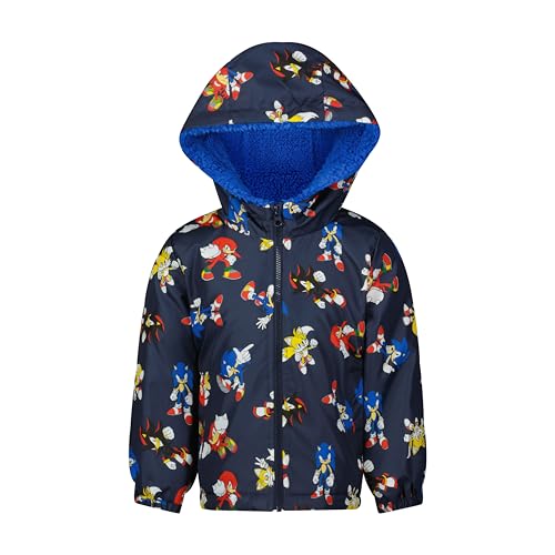Sonic Packable Pillow Jacket - Kids Comfy Hoodie & Toddler Must Haves, Zip-Up Weighted Hoodie Jacket - Navy Print, Size 4T
