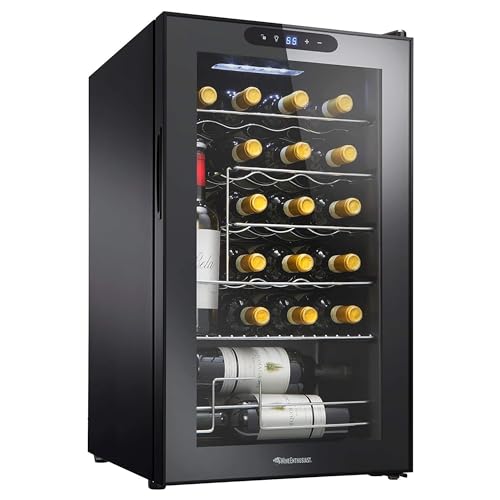 Wine Enthusiast 24-Bottle Compressor Wine Cooler with Upright Bottle Storage - Freestanding Wine Refrigerator with Digital Touchscreen and LED Temperature Display