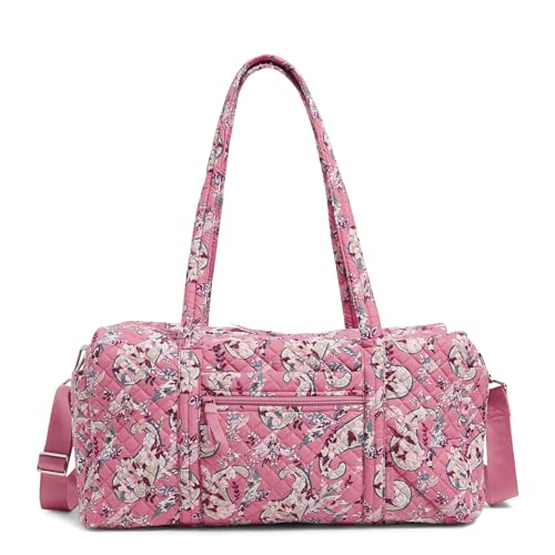 Vera Bradley Women's Cotton Medium Travel Duffle Bag, Botanical Paisley Pink, One Size