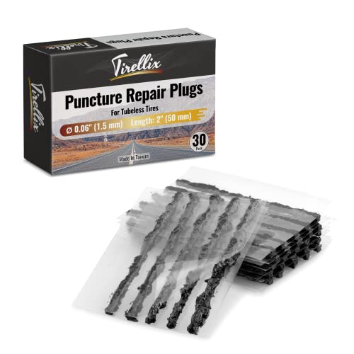 Tirellix Tubeless Bike Tire Plugs (0.06' and 0.137' Diam.) - 30-Pack Tire Repair Plugs Refill, Tubeless Bacon Strips for MTB, Gravel, Road Bike, Tire Plug Kit Essential to Fix Flat Tire Punctures