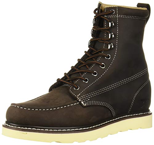 Golden Fox Work Boots 8' Men's Moc Toe Wedge Comfortable Leather Boot for Work and Construction (13 D(M) US, Dark Brown)