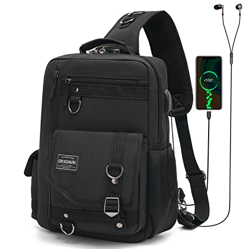Leaper Messenger Bag Outdoor Cross Body Bag Sling Bag Shoulder Bag With USB Black