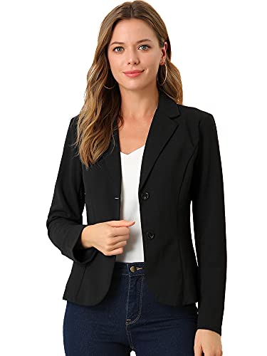 Allegra K Women's Work Office Lapel Collar Stretch Jacket Suit Blazer Small Black