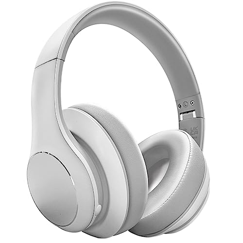 Intoberp Headphones Wireless Bluetooth Over Ear, 40 Hours Playtime Wireless Headphones with Microphone,Foldable Light Weight Headset with HiFi Stereo Sound for Travel Work (White)