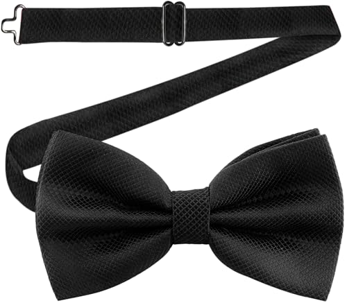 Man of Men Black Bow Ties for Men Clip On - Adjustable Length Pre-tied - Black Bow Tie for Boys, Black Bowtie Men, Huge Variety Colors Available