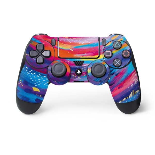 Skinit Decal Gaming Skin Compatible with PS4 Controller - Officially Licensed Rainbow Wave Brush Stroke by Etta Vee Design