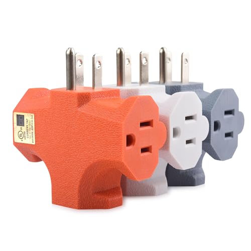 [UL Listed] Cable Matters 3-Pack 3 Way Plug Adapter 15A 1875W in Combo Colors (3 Prong 3 Outlet Adapter, Power Splitter Plug Outlet, Multi Plug Outlet, Outlet Extender)