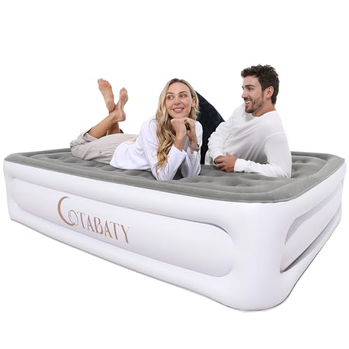 Cotabaty Queen Air Mattress with Built-in Pump, 18 inch Tall Inflatable Mattress Double Airbed, Luxury Self Inflating Air Bed Blow Up Mattress Portable for Home Camping Travel, 650lb Max, Foldable