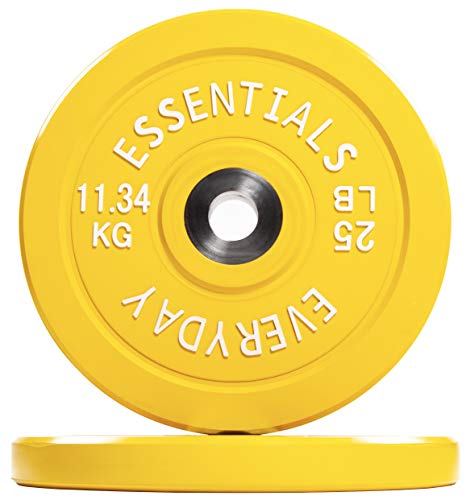 BalanceFrom Color Coded Olympic Bumper Plate Weight Plate with Steel Hub, 25LB Pair