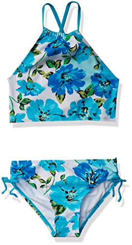 Kanu Surf Girls' Daisy UPF 50+ Beach Sport Halter Tankini 2-Piece Swimsuit, Flower Power Blue, 3T