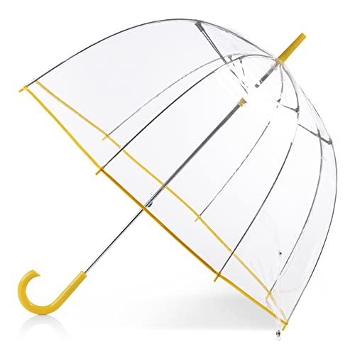 totes Women's Clear Bubble Umbrella – Transparent Dome Coverage – Large Windproof and Rainproof Canopy – Ideal for Weddings, Proms or Everyday Protection, Lemonade