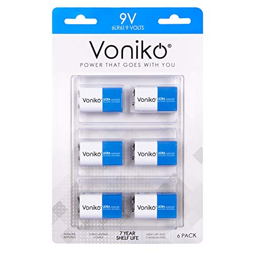 Voniko 9V Batteries - Alkaline 9V Battery 6 Pack - Ultra Long Lasting with a 7 - Year Shelf Life