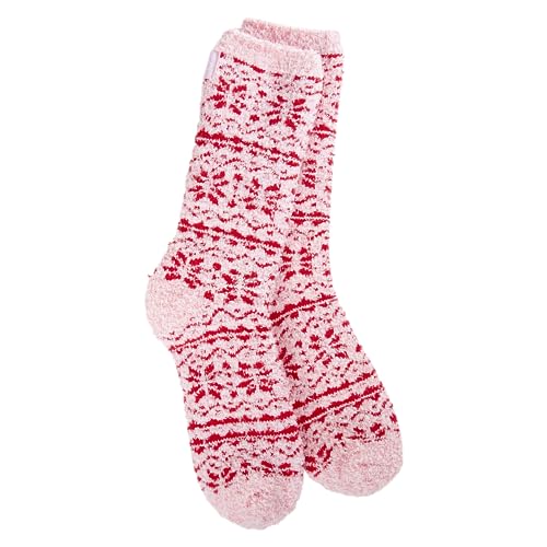 World's Softest Cozy Collection Crew Socks - Smooth Multi Colors Cozy Socks - Knit Top Holiday Spirit Fashion Socks (Fair Isle Pink)