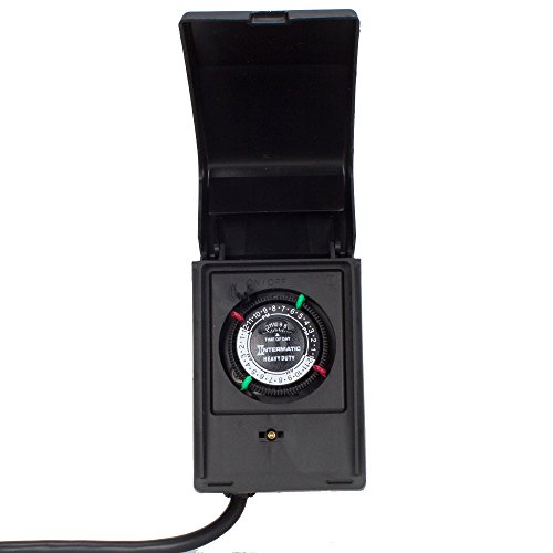 Intermatic P1121 Heavy Duty Outdoor Timer - 15 Amp/1 HP Pool Pump Timer for Pumps, Lights, and More - Weatherproof Black Timer