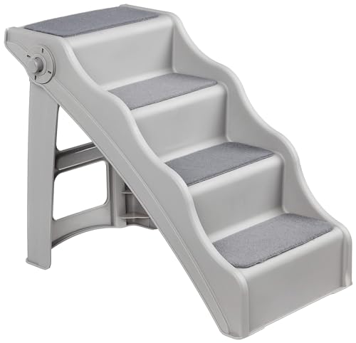 Amazon Basics Foldable Steps for Dogs and Cats, Grey, 14.6'X24.82'X19.5'