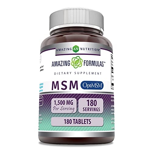 Amazing Formulas OptiMSM 1500 mg Tablets Supplement | Non-GMO | Gluten Free | Made in USA (180 Count)