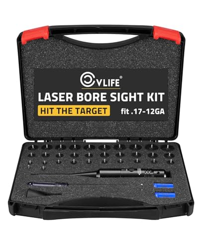 CVLIFE Professional Laser Bore Sight Kit with 32 Adapters fit 0.17 to 12GA Calibers, Clear Red Laser Bore Sighter with Button Switch, Powerful Support for Hunting
