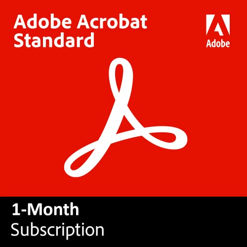 Adobe Acrobat Standard | 1-Month Subscription with Auto-Renewal | PDF Software | Convert, Edit, E-Sign, Protect |PC/Mac Download | Activation Required