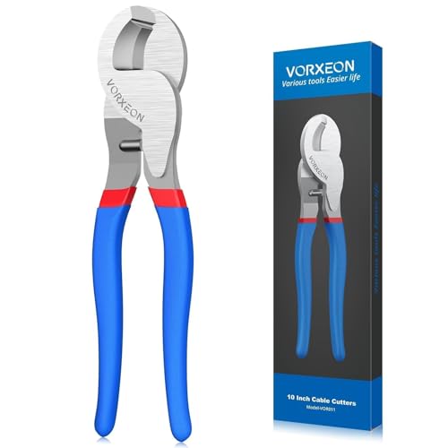 VORXEON 10 Inches Cable Cutter, Heavy Duty Large High Leverage Cutter Tool for Aluminum Copper Wire Communications Cable