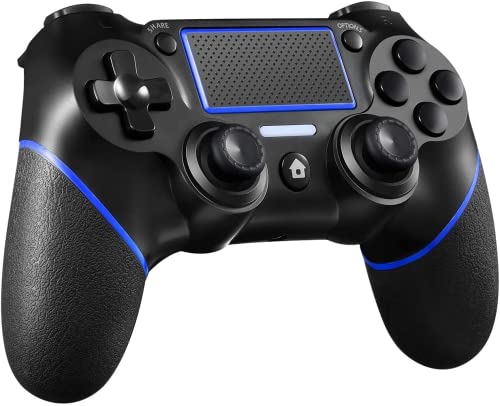 Deeptick Replacement for PS4 Controller Wireless Gamepad Compatible with P4/Pro/Slim/PC with Motion Motors and Audio Function, Mini LED Indicator, USB Cable and Anti-Slip (blue)