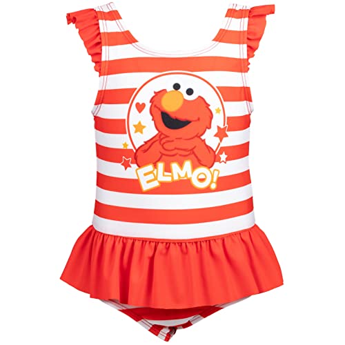 Sesame Street Elmo Toddler Girls One-Piece Bathing Suit Dress Red 2T