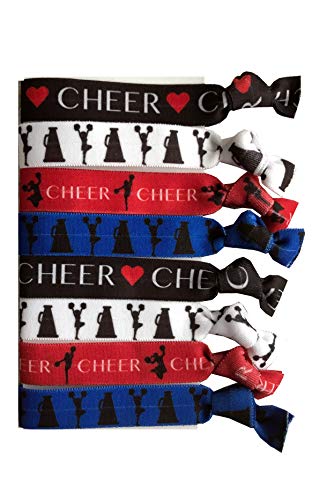 8 Piece Cheerleading Gift Hair Elastics - Cheer, Accessories for Cheerleaders, Cheer Coaches, Stunt Partners, Cheer Teams, Cheer Classmates and Friends, Cheer for Women, Cheer for Girls