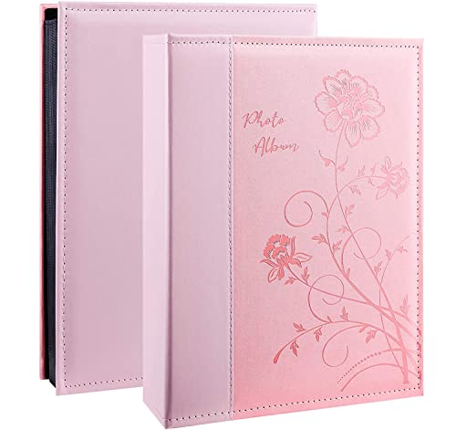 Artmag Photo Album 4x6 300 Photos, Extra Large Capacity Leather Cover Wedding Family Photo Albums Holds 300 Horizontal 4x6 Photos(Pink)