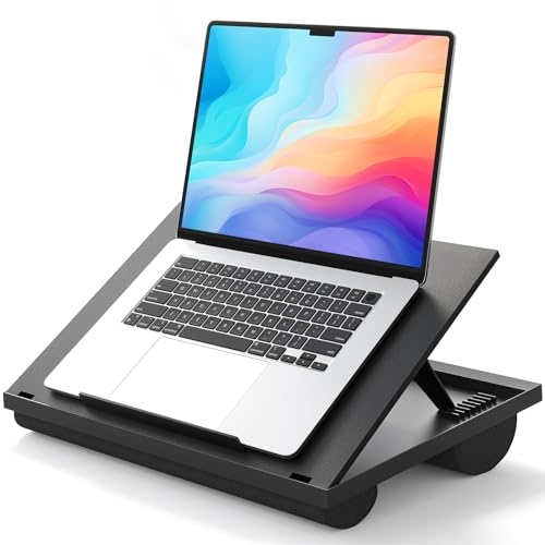 Adjustable Laptop Stand with 8 Angles - Dual Cushion Desk for Sofa, Bed, Car or Work Table by HUANUO