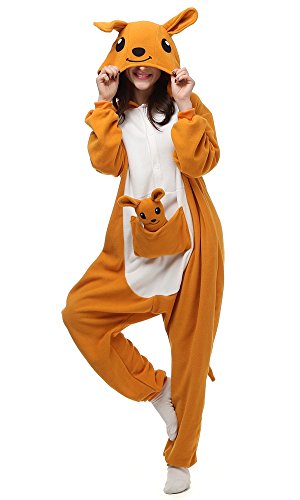 Kangaroo Cosplay Costume Adult Animal Onesie Cosplay Halloween Sleepwear(Kangaroo,Medium)