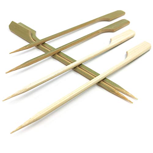 HOPELF 4.7 inch Bamboo Paddle Picks Skewers for Cocktail，Appetizers，Fruit Kabobs，Sandwich，Barbeque Snacks.Wood pick More Size Choices 3.5''/ 4.7''/ 7''/ 10'' (Pack of 100)