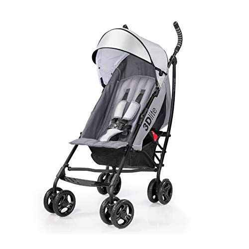 Summer Infant 3Dlite Convenience Stroller, Gray - Lightweight Stroller with Aluminum Frame, Large Seat Area, 4 Position Recline, Extra Large Storage Basket - Infant Stroller for Travel and More