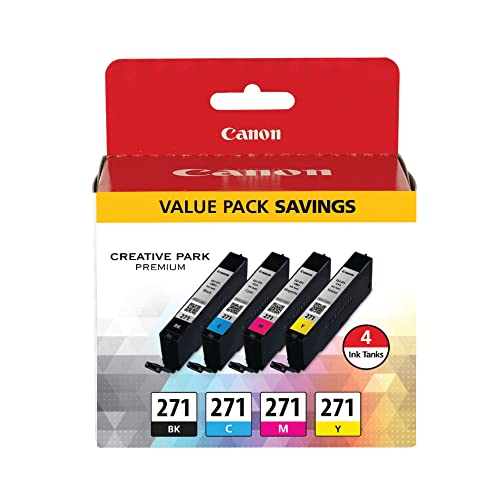 Canon CLI-271 BK/CMY 4 Color Value Pack Compatible to MG6820, MG6821, MG6822, MG5720, MG5721, MG5722, MG7720, TS5020, TS6020, TS8020, TS9020