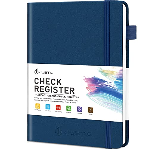 JUBTIC A5 Check Registers for Personal Checkbook, Ledger Transaction Registers Log Book for Small Business. Track Payments, Finances, Deposits, Debit Card and Bank Account - Blue