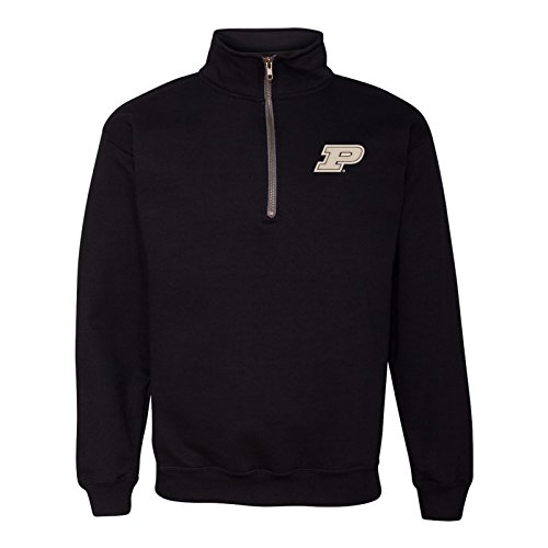 UGP Campus Apparel AQ07 - Purdue Boilermakers Primary Logo Left Chest (1/4) Quarter Zip Sweatshirt - Large - Black