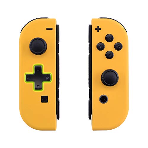 eXtremeRate Soft Touch Caution Yellow Joycon Handheld Controller Housing (D-Pad Version) w/Full Buttons, Replacement Shell Case for Nintendo Switch & Switch OLED Joy-Con – Console Shell NOT Included