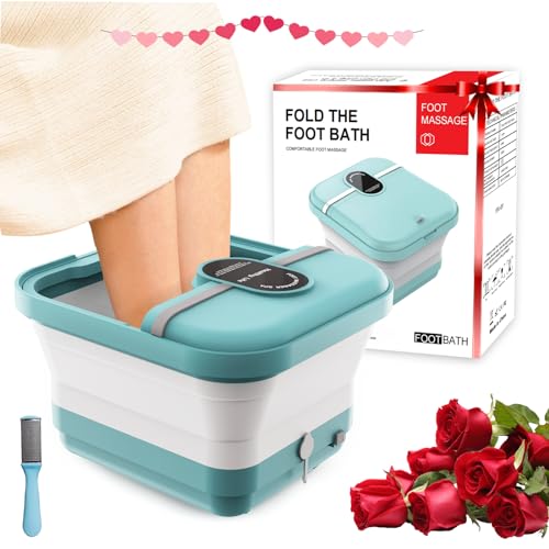 Foot Spa Bath Massager with 8 Massage Rollers,Collapsible Foot Spa with Heat,Pedicure Foot Soaking Tub,Husband/Men Valentines Day Gifts for Him/Her/Boyfriend