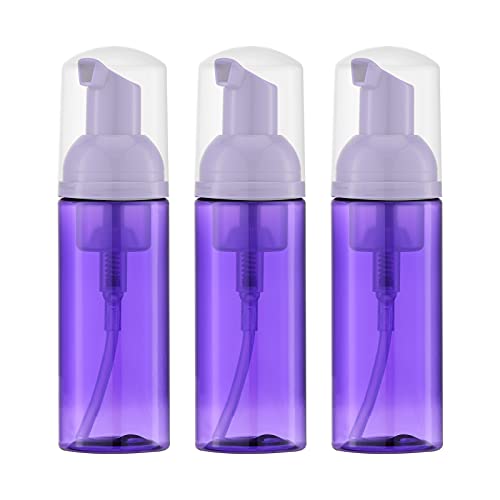 Owlyee 2oz Foam Bottle (3PCS) Empty Foaming Pump Dispenser for Hand Soap, Lash Cleanser, Shampoo to Travel (60ml, Purple)