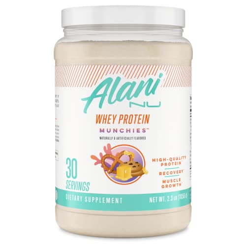 Alani Nu Whey Protein Powder Munchies | 23g Protein with Low Sugar & Digestive Enzymes | Meal Replacement Powder | Low Fat Low Carb Whey Isolate Protein Blend | 30 Servings