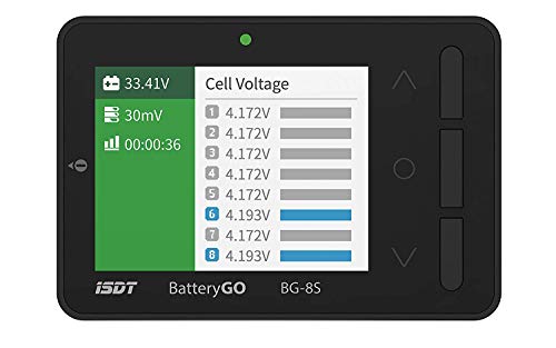 ISDT BattGo BG-8S Battery Meter，LCD Display Digital Battery Capacity Checker Battery Balancer Battery Tester for LiPo/Life/ Li-ion/NiMH/Nicd