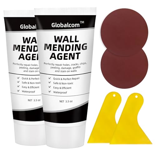Drywall Patch Repair Kit,2 Pack Wall Mending Agent, Spackle Wall Repair Paste with Scraper, Wall Putty Repair Holes and Cracks for Home Wall, Wall Surface Hole Fill Quick